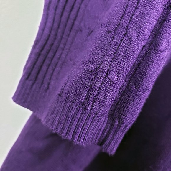 Liv On Women's Purple Knit V Neck Shirt Top Blouse Sweater Mini Dress Tunic - Picture 5 of 10